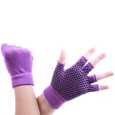 DM Allup Fit 瑜伽防滑開放式手套 2p, 紫色+黑色