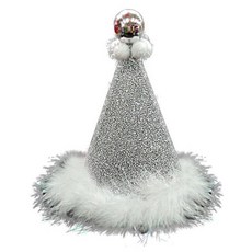 WOW PARTY KOREA 閃亮毛球派對帽, 銀色, 1個
