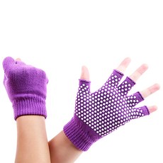 DM Allup Fit 瑜伽防滑開放式手套 2p, 紫色 亮白
