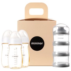 彌月禮盒 PPSU奶瓶 240ml 3入+3層式奶粉盒