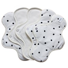 CottonRepublic 棉花共和國 純棉布衛生棉 纖薄款 黑色圓點, 1入, 5個, 中型