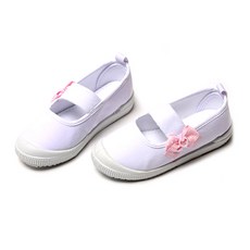 Narin Kids 粉紅珍珠蝴蝶結白色鞋頭棉質室內鞋