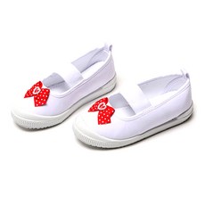 Narin Kids 紅色珍珠蝴蝶結 白色鞋頭 棉質室內鞋 前端鞋頭