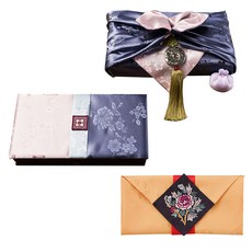 八福商會禮金盒現金禮金盒 淺粉色+禮金信封袋 金色, 混色, 1套