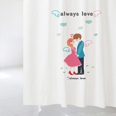 Design Soup浴簾Always Love S 1520*1880+不鏽鋼掛勾, 1套