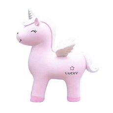 미니띠네 귀여운 캐릭터 날개 유니콘 럭키 저금통 소, 핑크, 1개