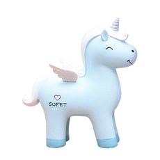翅膀幸運獨角獸存錢筒 大, 藍色, 1個