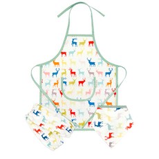 Coney Island 孩童防水印花圍裙+袖套+棉質印花頭巾