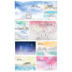 Maumdama 韓國插畫明信片 10款 x 5張 套組, 混合顏色, 1套