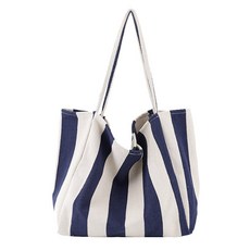 條紋帆布單肩包 L號