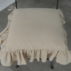 法式褶邊方形靠墊套, 淺褐色的