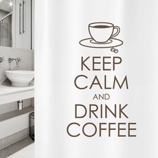 設計布什浴簾 KEEP COFFEE 刻字 S 1520 x 1880cm + 不銹鋼掛鉤, 1套