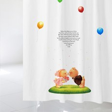 設計森林 浴簾 新婚小熊 S 1520 x 1880 cm + 不鏽鋼掛環, 1套