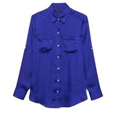 바나나리퍼블릭 여성용 쁘띠 딜런 클래식 핏소프트 새틴 유틸리티 셔츠