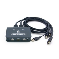 Coms 2埠 HDMI KVM 切換器 2進1出 線材連接型, 黑色, 1個