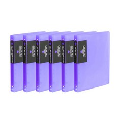 希望文件 透明環扣 20p 紙質 O型環文件夾 3孔, 青紫色, 6個