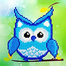 ZEZENEW 畫板型貓頭鷹鑽石畫, 藍色, 1套