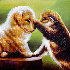 ZEZENEW 畫板型 撫摸小狗 鑽石畫, 混合顏色, 1套