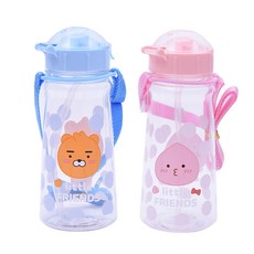 LILFANT KAKAO FRIENDS 吸管水瓶 Ryan款+Apeach款+替換吸管 2入, 混色, 450ml
