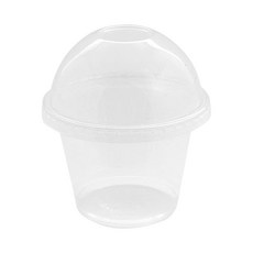 Bom91 甜點杯 杯子 + 圓頂型打孔刨冰用蓋 270ml, 100個, 1套