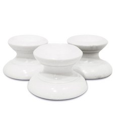 NINE 圓形實木棒球球座 3入, 白色的