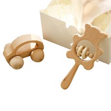 Baby Bakery 木製搖鈴玩具2件組 A款, 淺駝色