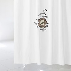 DesignSoopul 浴簾 獅子星座 S 1520 x 1880 mm + 塑膠掛環, 1套