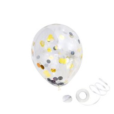 Party Pang五彩紙屑氣球 黑色金色 30cm 50入+捲筒絲帶 50m+雙面膠帶 50入, 混色, 1套