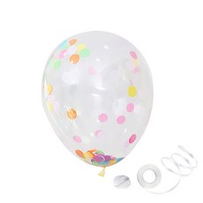 派對5彩亮片氣球 30cm 50入+捲邊絲帶 50m+雙面膠帶 50入, 混色, 1套