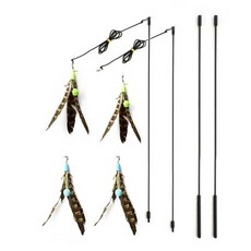 CHANNELPET Karma Swoosi 釣魚竿貓玩具球 2p + 羽毛 4p, 綠，藍, 1套