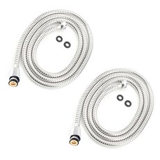 Mirinae 黃銅不鏽鋼蓮蓬頭軟管 2m, 2入, 銀色