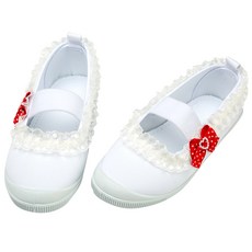 Narin Kids 女童白色蕾絲紅色珍珠蝴蝶結白頭棉質室內鞋