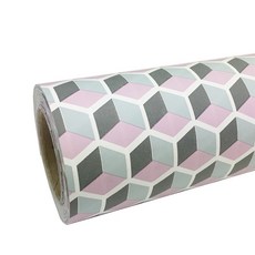 Helloningning 方塊圖案捲筒包裝紙 53cm x 20M, 粉紅色, 1個