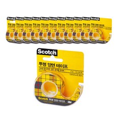 3M Scotch 透明雙面膠帶136 12mm x 6.35m, 混合顏色, 12入