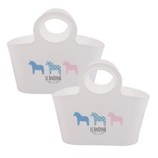 SHABATH 木馬圓點印花可提式浴籃, 2個, 木馬款