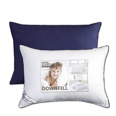 I'm Living 飯店用黑色滾邊厚實超細纖維棉填充枕芯+高級枕套組, Navy, 1組