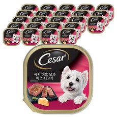 시저 1세 이상 강아지 주식캔, 허브딜+치즈+소, 100g, 24개