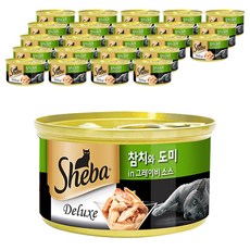 쉬바 1세 이상 고양이 간식 캔, 혼합맛(참치/도미), 85g, 24개