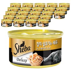 쉬바 고양이 간식캔, 혼합맛(참치살코기/새우), 85g, 24개