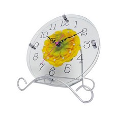 圓形裝飾桌鐘 STW-1194, 黃色花 (YE)
