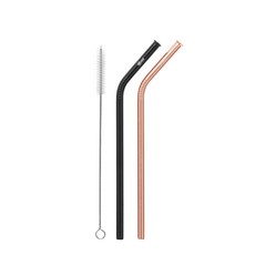 치키 벤트 스트로 Rose Gold + Black + 클리닝 브러쉬, 1세트
