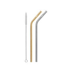 치키 벤트 스트로 Silver + Gold + 클리닝 브러쉬, 1세트