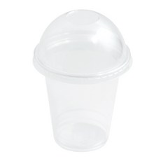透明一次性多用途杯 9.2 x 5.5 x 10 cm + 無孔圓頂蓋組, 1個, 100套