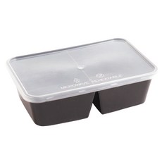 봄91 블랙 직사각 2칸 내열도시락, 1개입, 20개