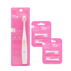 aguard 第2階段孩童電動牙刷 粉紅色+第2階段牙刷頭 粉色 2入 2組, 1H1C-001-02