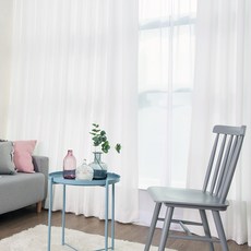 Home in Home 蝴蝶褶皺亞麻白色遮光窗簾, 白色