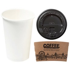 더빈썸 무지 종이컵 380ml + 블랙뚜껑 + 홀더, 200개입, 1세트