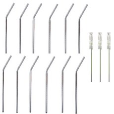 不鏽鋼吸管 彎曲型 12入+洗滌刷 3入, 1套