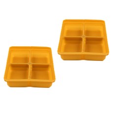 tgm 4格矽膠副食品冷凍分裝盒, 2個, 芥末黃