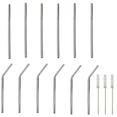 Young Green 不鏽鋼吸管 直式 6p + 彎曲式 6p + 清潔刷 3p, 1套